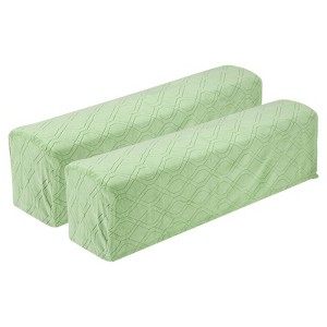 Unique Bargains Diamond Pattern Stretch Soft Jacquard Non Slip Sofa Armrest Covers - 1 of 4
