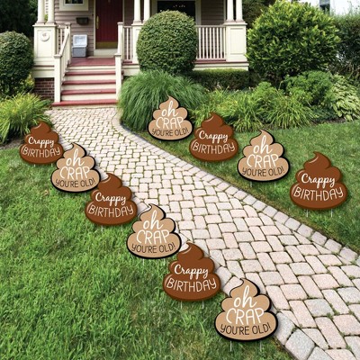 Big Dot of Happiness Oh Crap, You're Old - Lawn Decorations - Outdoor Poop Birthday Party Yard Decorations - 10 Piece