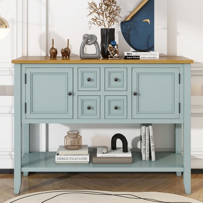 NicBex Console Table Vintage Entryway Table with Ample Storage Narrow Side Table with 4 Small Drawers and Bottom Shelf for Living Room