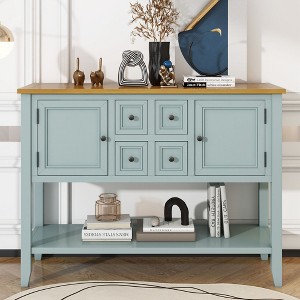 NicBex Console Table Vintage Entryway Table with Ample Storage Narrow Side Table with 4 Small Drawers and Bottom Shelf for Living Room - 1 of 4