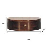 HomeRoots 16" Walnut Solid Wood One Drawer Half Moon Floating Nightstand - 3 of 4
