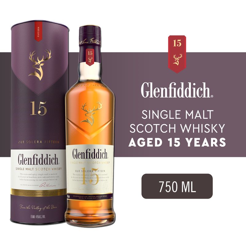 Glenfiddich 15yr Solera Reserve Single Malt Scotch Whisky - 750ml Bottle, 3 of 10