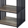 Gulches Industrial Style Nightstand  Black Slatted Metal Frame, Rustic Wooden Top, 2 Open Shelves Classic Modern Blend - 3 of 4