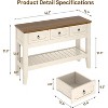 47" Farmhouse Console Table with 3 Drawers & Shelf, Rustic Narrow Entryway & Hallway Sofa Table (white + Brown） - 2 of 4