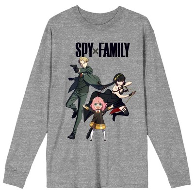 Spy X Family Forger Family Poster Art Crew Neck Long Sleeve Black Adult  Tee-Small