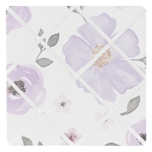 Sweet Jojo Designs Girl Fabric Photo Memo Board Watercolor Floral Purple Pink and Grey - 1 of 3