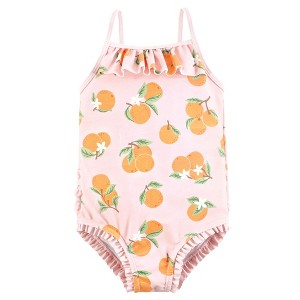 Hudson Baby Girls Toddler Swimsuit, Citrus Orange - 1 of 2