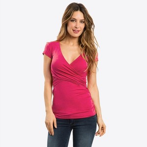 Coolmee Women Summer Maternity Nursing Tops Short Sleeve Breastfeeding Shirts Heather V Neck Shirt - 1 of 4
