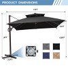 Crestlive Products 10FT Square Double Top Offset Cantilever Umbrella with Base UV30+ Outdoor 360 Degree Rotation 6 Heights Adjustable Umbrella - 3 of 4