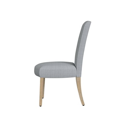 Light Gray Upholstered Parsons Side Chair with Wood Legs, Set of 2