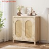 Kitchen 30.1" Coffee Bar Cabinet, Mid-Century Modern Kitchen Storage Table, Buffet Sideboard w/ Rattan Doors, Accent Cabinets - 2 of 4