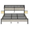 Bestier King Bed Frame with Horizontal Golden Stripe Storage Headboard - 2 of 4
