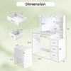 Costway 43.5" Makeup Table Set Vanity Desk with Storage Stool Power Outlets 2 Open Shelves - 3 of 4