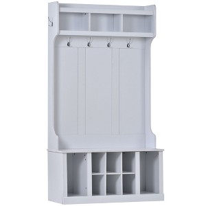 NicBex 39.4 inch Hall Tree for Hallway,Modern Coat Racks with 6 Hooks and Storage Bench,Entryway Furniture for Hallway,Living Room,Bedroom,White/Brown - 1 of 4