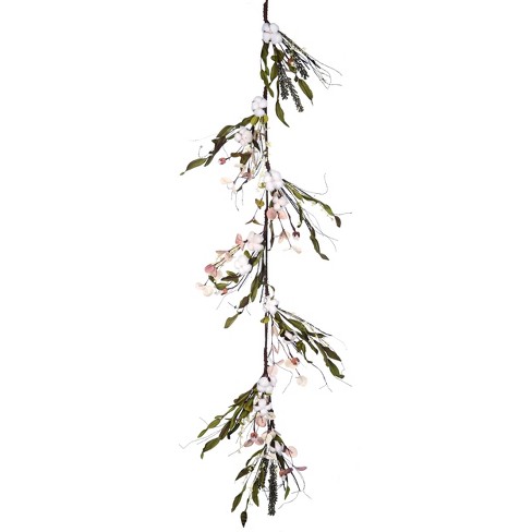 Transpac Foam 60 In. Green Autumn Cotton Blossom And Leaf Garland : Target