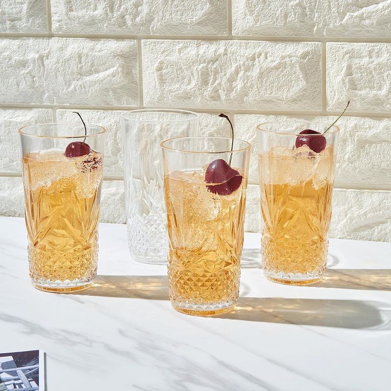 Khen's Shatterproof Tall Clear Acrylic Drinking Glasses, Luxurious & Stylish, Unique Home Bar Addition - 4 pk, 4 of 9