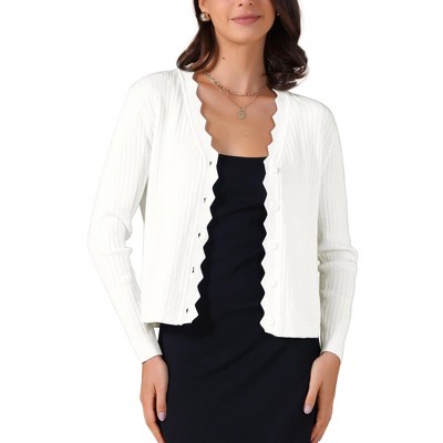 INSPIRE CHIC Women's Cropped Casual Long Sleeve V Neck Button Down Cardigans Sweater