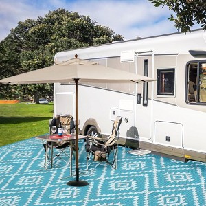 Outdoor Rug Waterproof UV Resistant Plastic Straw Rug, Modern Reversible Patio Carpet - 1 of 4