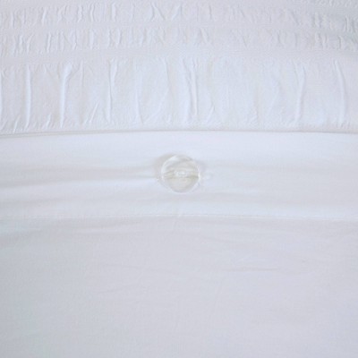 Nicolette White Cotton Seersucker Queen Duvet Cover Set
