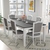 7 PCS Farmhouse Extendable Dining Set, Table with 2 Storage Drawers, 6 Upholstered Rubber Wood Frame Chairs with Polyester Cushion-Baofuwish - 2 of 4