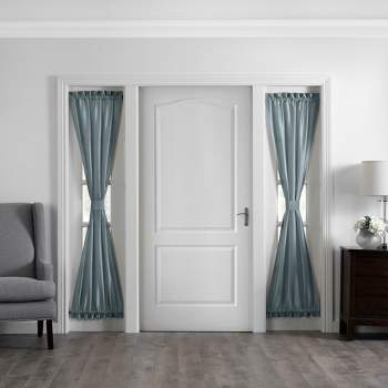 Colette Faux Silk Sidelight Front Door Single Window Curtain Panel - 28" x 72" - Elrene Home Fashions