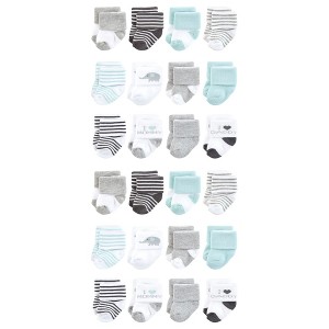 Hudson Baby Cotton Rich Baby Terry Socks 24-Pack, Mom and Dad Gray Mint - 1 of 3