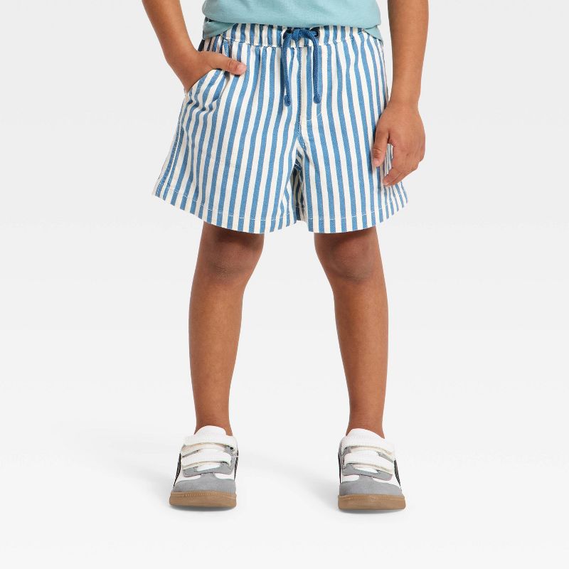 Baby Boys' Pull-On Textured Striped Shorts - Cat & Jack™ Blue 12M