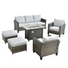 XIZZI Outdoor Sectional Sofa Set, Modular Outdoor Gray Wicker Sofa Set with Optional Solar Table, Ottomans or Fire Pit in 6 Colors, All-Weather Design - 2 of 4
