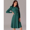 Seta T Women's Puff Long Sleeve Crewneck Tie Waist A-Line Ribbed Knit Midi Sweater Dress - 2 of 4