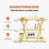 VEVOR Bar Cart Gold, 3 Tiers Home Bar Serving Cart on Lockable Wheels, Rolling Alcohol Cart with Tempered Glass Shelves Guardrail Wine Rack - 4 of 4