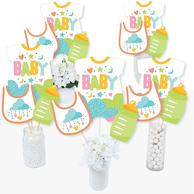Big Dot of Happiness Colorful Baby Shower - Gender Neutral Party Centerpiece Sticks - Table Toppers - Set of 15, 2 of 8