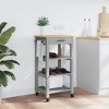 vidaXL Kitchen Trolley MONZA 18.9 in.x15.7 in.x35.4 in. Solid Wood Pine - image 3 of 4