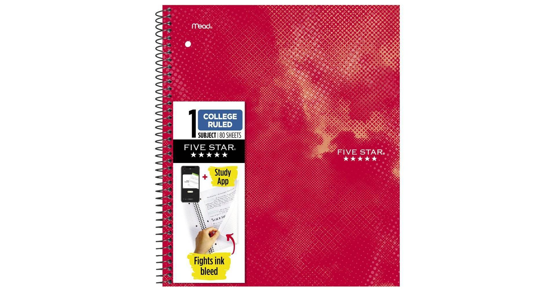 Five Star Active Subject Notebook 80ct Red