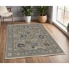 Gray and Brown Wool Oriental Hand Knotted Area Rug With Fringe - 2 of 4
