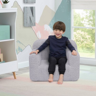 Delta Children Gray Faux Shearling Kids' Chair with Handle