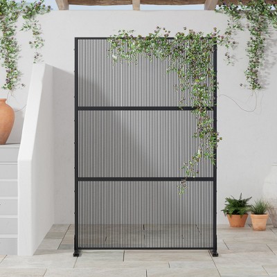 Wooakway 72 Inch Black 3 Panel Woven Room Divider Patio Decorative Screen Freestanding Privacy Trellis