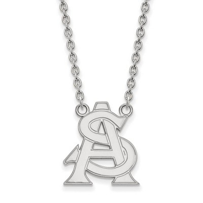 Black Bow Jewelry 10k White Gold Arizona State Sun Devils NCAA Necklace 18 Inch
