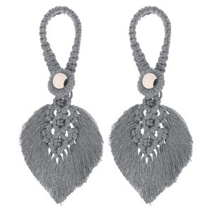 Unique Bargains Bohemian Weaving Cotton Rope Hanging Home Office Decorative Leaf Curtain Holdbacks with Tassel - 1 of 3