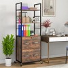 Vinsetto 2 Drawer File Cabinet w/ Key, Open Shelves, Mobile Filing Cabinet with Adjustable Hanging Bar for Letter, A4 & Legal Size Paper, Rustic Brown - 2 of 4