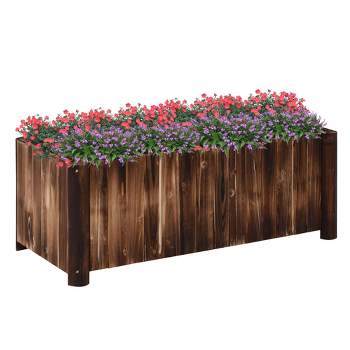 Outsunny 48" x 20" x 18" Raised Garden Bed, Raised Planter Box, Wooden Planter Raised Bed with Drainage Gaps & Lightweight Build