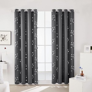 Deconovo Thermal Blackout Curtains with Silver Cube Design (2 Panels) - 1 of 4