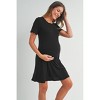 Hello Miz Women's Lounge Ribbed Knit Short Sleeve Maternity Dress - 2 of 4
