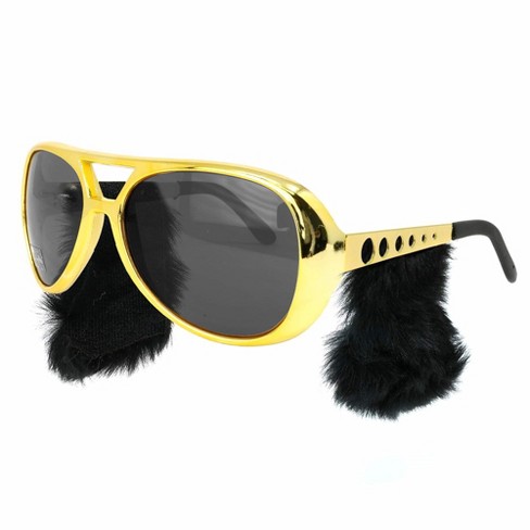 Skeleteen Rockstar Sunglasses With Pretend Sideburns - Gold : Target