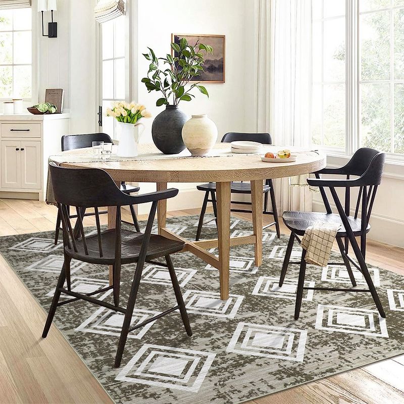 Area Rug Moroccan Soft Rug Modern Geometric Rug for Bedroom Living Room Kitchen Dining Room Rugs, 3 of 9