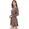 YESFASHION  Women's Casual T Shirt Dress 2025 Summer Long Sleeve Swing Dresses Puff Sleeve V-Neck Ruffles Pleated Party Dress - 2 of 4