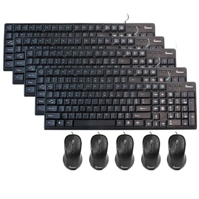 Impecca Pro Pack Desktop USB Keyboard and Mouse Combo, Black (5-Pack Combo)