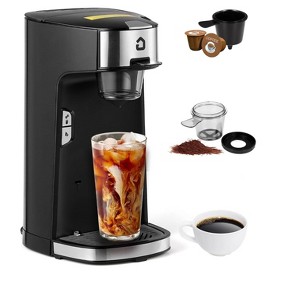 Coffee Maker, Single Serve Coffee Maker 1300W - Hot & Cold Brewing, Scoop Filter for Ground Coffee/Tea, 120V, Black - 1 of 4