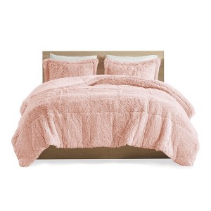 SEVOBAL Bedding Sets Twin XL Shaggy Long Fur Comforter Mini Set - Plush and Cozy for Modern Bedroom Comfort, Pink, 18.11"*9.45"*8.66" - 1 of 4