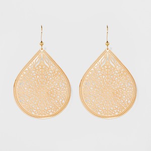 Fashion Drop Earrings Filigree - A New Day™ Gold: Brass Nickel-Free Jewelry - 1 of 2