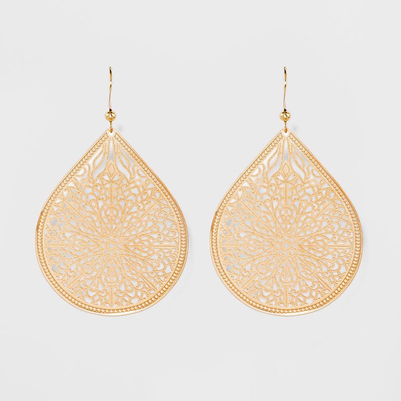 Fashion Drop Earrings Filigree - A New Day&#8482; Gold, 1 of 3